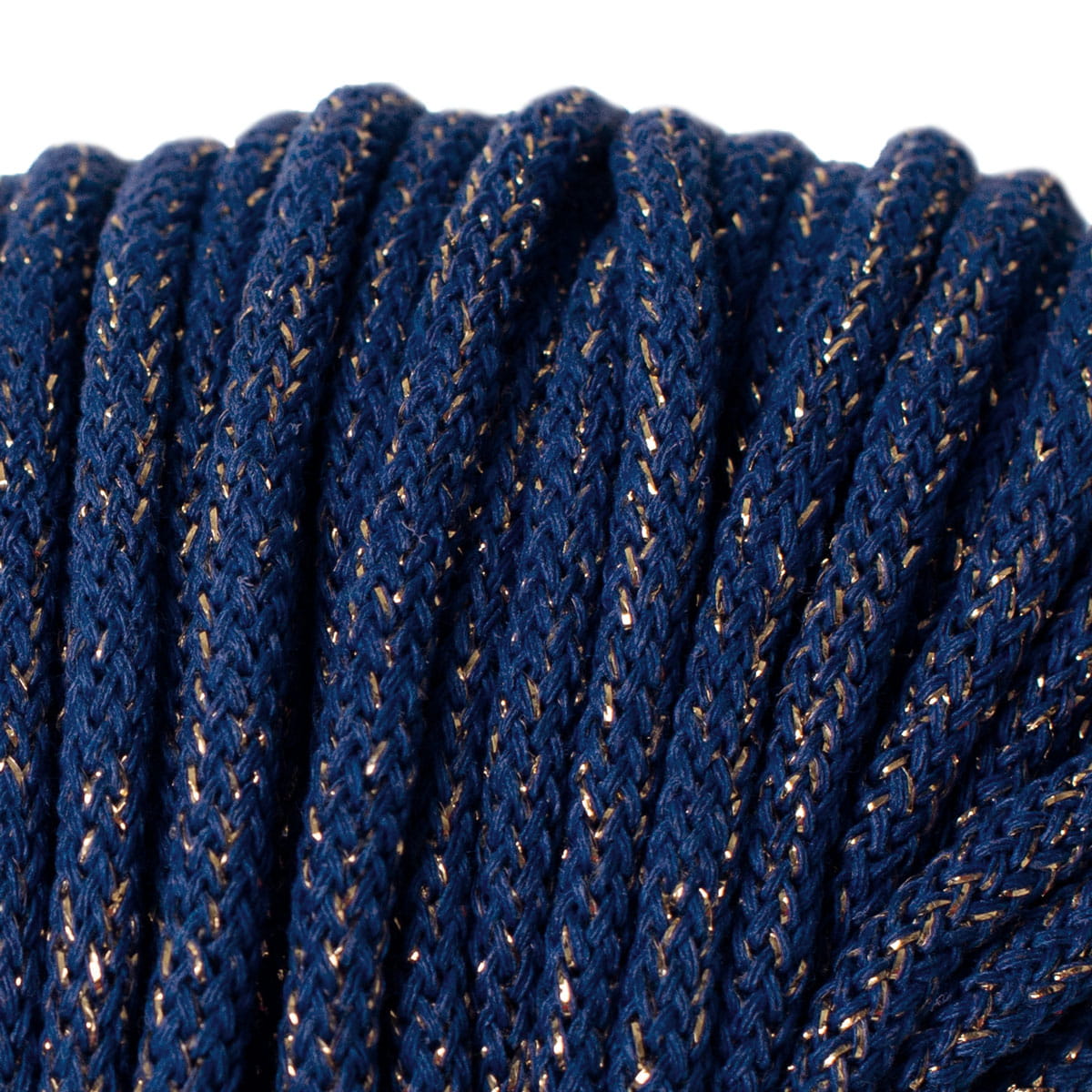 Cobalt blue & gold thread Premium braided cotton cord 5mm