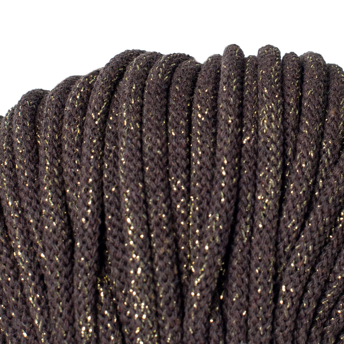 Brown & gold thread Premium braided cotton cord 5mm