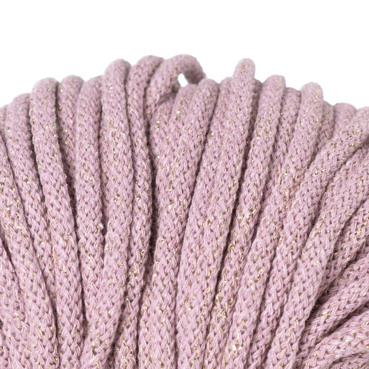 Dusty pink & gold thread Pemium braided cotton cord 5mm